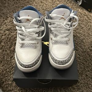 Jordan retro 3 blue white and gray preschool size 12c